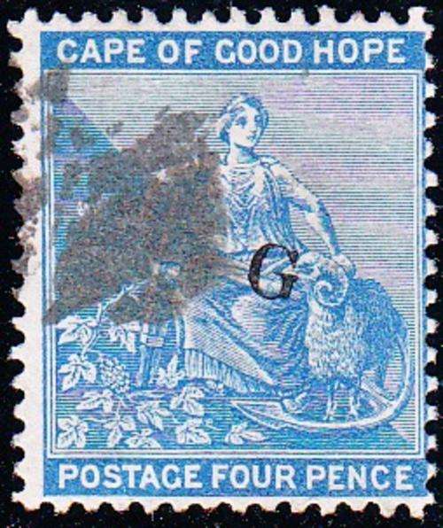 GRIQUALAND WEST 1879: COGH FOUR PENCE OVERPRINT  USED - FORGERY?
