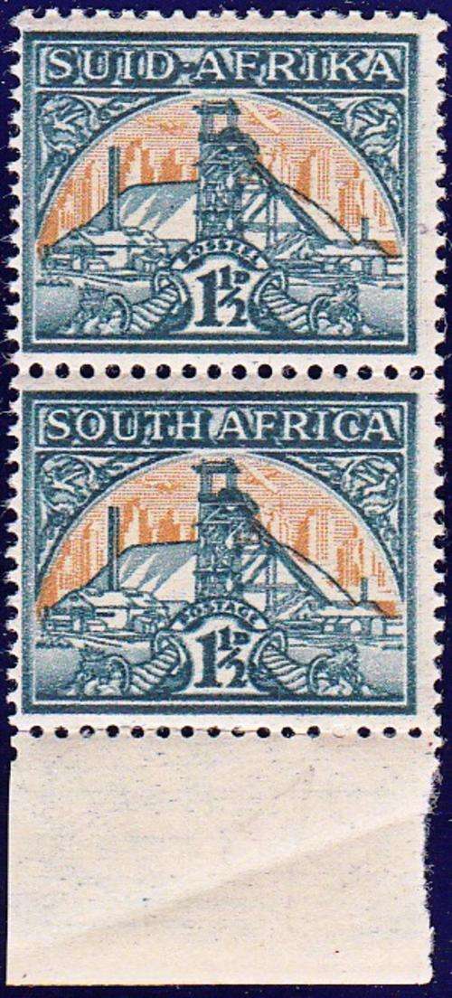 SA 1941: MINE SHAFT REDUCED SIZE VERT. PAIR 1 1/2d STAMPS MNH (SACC86)
