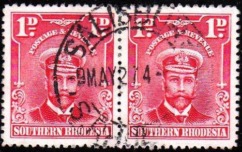 SOUTHERN RHODESIA 1924: KGV 1d PAIR USED (SACC2): POSTMARK SALISBURY 9 MAY 1924