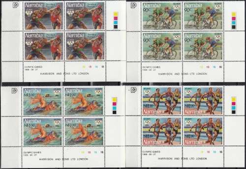 NAMIBIA  1996: OLYMPIC GAMES ATLANTA FULL SET CONTROL BLOCKS OF 4 CYL-B MNH (SACC 153-156)