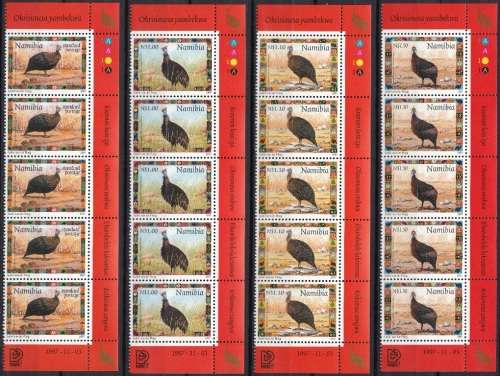 NAMIBIA 1997: CHRISTMAS ISSUE FULL SET CONTROL BLOCKS OF 4 CYL 1A MNH (SACC 227-230)