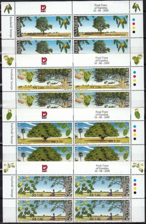 NAMIBIA 2000: FRUIT TREES OF NAMIBIA FULL SET OF CONTROL BLOCKS OF 4 MNH (SACC 342-345)