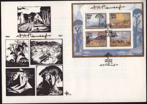 RSA 1989: OFFICIAL FDC S15 - PAINTINGS BY PIERNEEF - MINISHEET