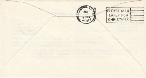 RSA 1982: SAA COVER NO 37 - 1st FLIGHT BOEING 747SP  JHB - HOUSTON (SLOGAN AT BACKSTAMP)