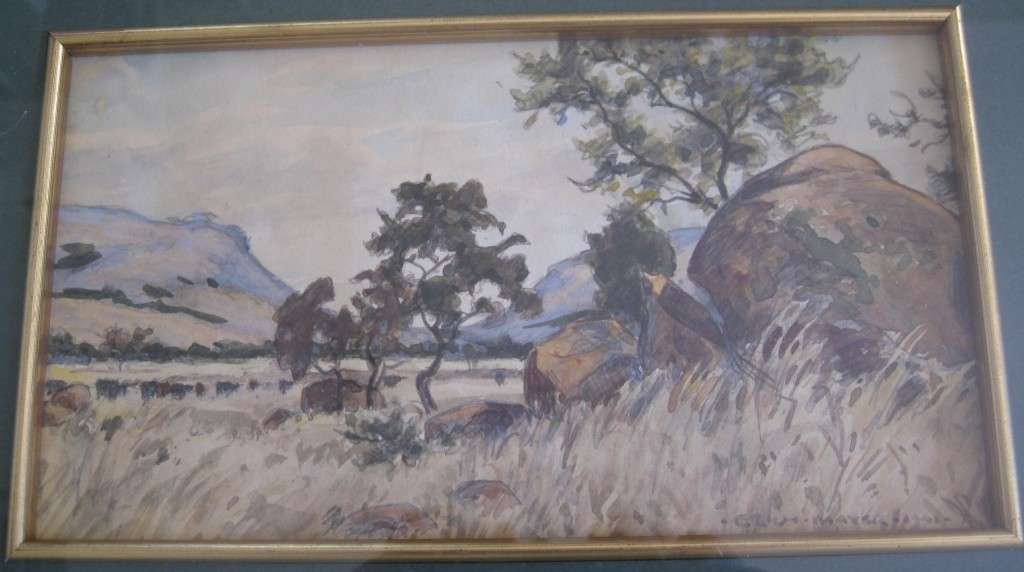 ORIGINAL WATERCOLOUR PAINTING BY ERICH MAYER (1941) - 47x39 cm FRAMED - SIZE 23,5x14cm