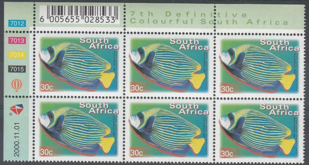 RSA 2000: 7th DEFINITIVE ISSUE 30c CONTROL BLOCK OF 6 DATED 1-11-2000 MNH (SACC1296)