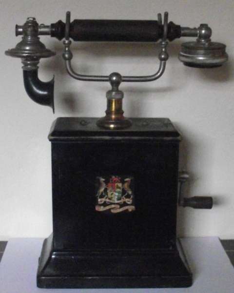 ANTIQUE ERICSSON TELEPHONE WITH UNION OF SOUTH AFRICA COAT OF ARMS EX UNITAS VERITAS