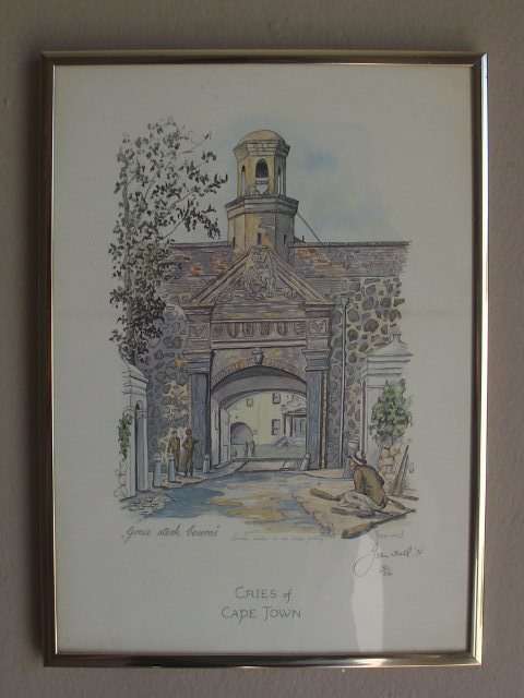 LOVELY CRIES OF CAPE TOWN PRINT SIGNED IN PENCIL BY JOHN HALL '75. 361/850