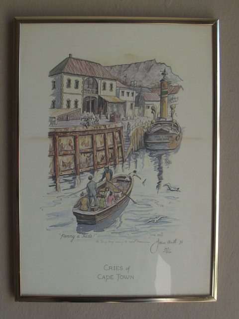 LOVELY CRIES OF CAPE TOWN PRINT SIGNED IN PENCIL BY JOHN HALL '75. 361/850