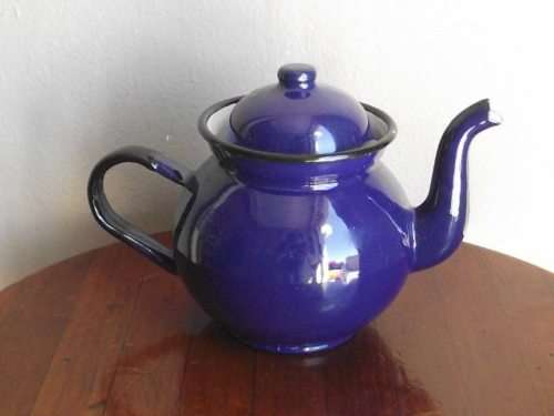 GORGEOUS BLUE ENAMEL TEA POT MADE IN POLAND