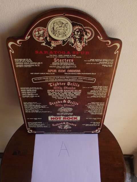 VINTAGE SARATOGA SPUR MENU (A)