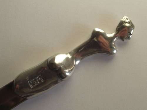 STUNNING CARROL BOYES MINI PATE KNIFE (PEWTER AND STAINLESS STEEL)-WOMAN COIL