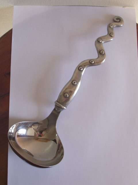 AMAZING CARROL BOYES PEWTER AND STAINLESS STEEL SOUP LADLE