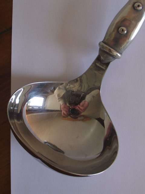 AMAZING CARROL BOYES PEWTER AND STAINLESS STEEL SOUP LADLE