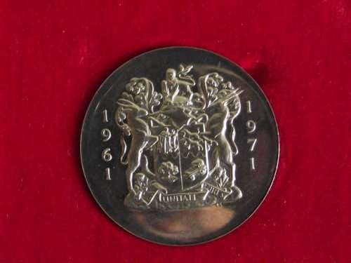 1961 - 1971 GROEI/GROWTH SILVER MEDALLION  #10 Year Commemorative Republic Medallion