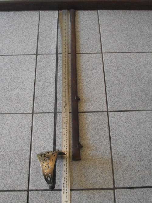BRITISH  CAVALRY OFFICERS PATTERN SWORD AND  METAL SCABBARD
