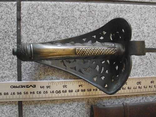 BRITISH  CAVALRY OFFICERS PATTERN SWORD AND  METAL SCABBARD