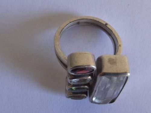 LOVELY 835 CONTINENTAL SILVER RING SET WITH VARIOUS SEMI-PRECIOUS STONES