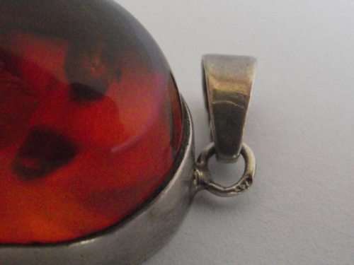STUNNING CHUNKY STERLING SILVER AND AMBER PENDANT