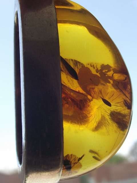 STUNNING CHUNKY STERLING SILVER AND AMBER PENDANT