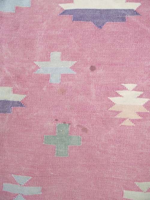 LARGE WELL WORN KELIM RUG