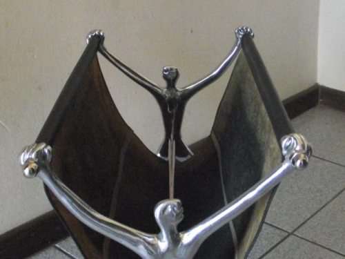 AMAZING CARROL BOYES MAGAZINE HOLDER - BLACK - MAN DESIGN, IN ALUMINIUM AND LEATHER