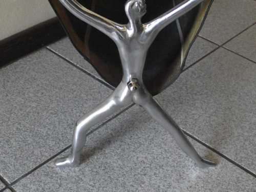 AMAZING CARROL BOYES MAGAZINE HOLDER - BLACK - MAN DESIGN, IN ALUMINIUM AND LEATHER