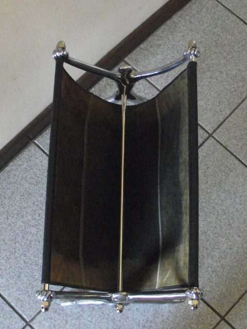 AMAZING CARROL BOYES MAGAZINE HOLDER - BLACK - MAN DESIGN, IN ALUMINIUM AND LEATHER