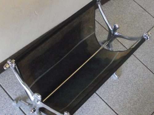 AMAZING CARROL BOYES MAGAZINE HOLDER - BLACK - MAN DESIGN, IN ALUMINIUM AND LEATHER