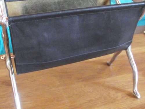 AMAZING CARROL BOYES MAGAZINE HOLDER - BLACK - MAN DESIGN, IN ALUMINIUM AND LEATHER