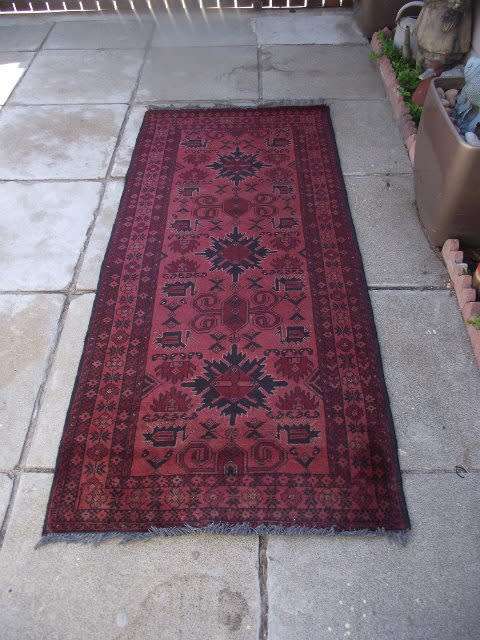 TURKOMAN WOOL ON WOOL HAND WOVEN PERSIAN CARPET FROM AFGHANISTAN, 192 x 88 cm
