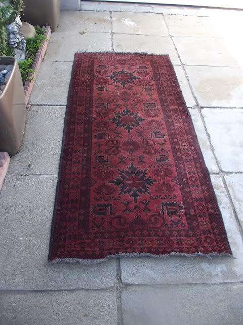TURKOMAN WOOL ON WOOL HAND WOVEN PERSIAN CARPET FROM AFGHANISTAN, 192 x 88 cm