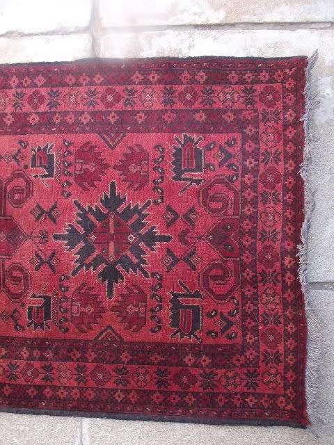 TURKOMAN WOOL ON WOOL HAND WOVEN PERSIAN CARPET FROM AFGHANISTAN, 192 x 88 cm