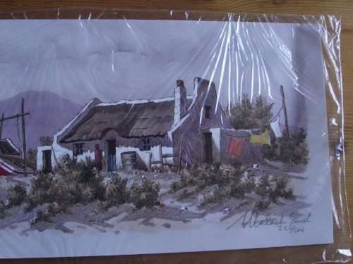 WONDERFUL MALACHI SMITH PRINT OF SEASIDE COTTAGES SIGNED IN PENCIL, 225/500