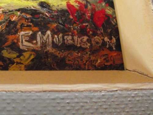 INTERESTING LANDSCAPE SCENE OIL ON BOARD SIGNED BY ARTIST, E MURISON DATED "89"