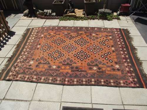 LARGE WELL WORN KELIM RUG