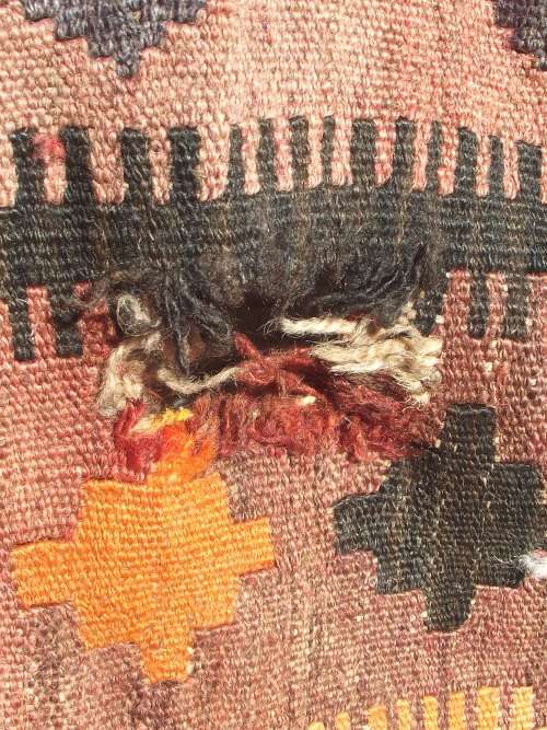 LARGE WELL WORN KELIM RUG