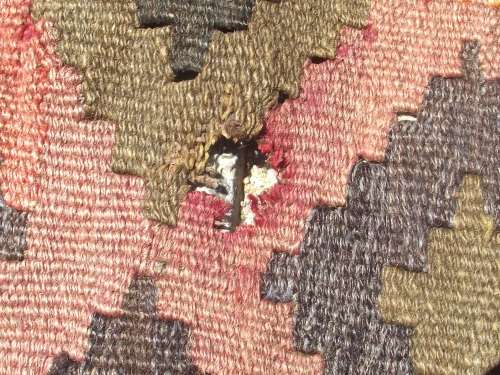 LARGE WELL WORN KELIM RUG