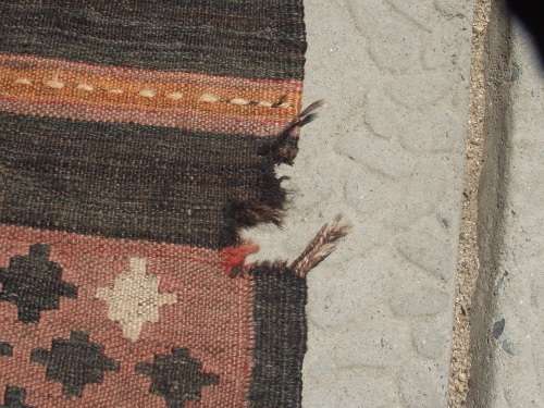 LARGE WELL WORN KELIM RUG