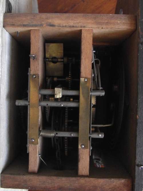 MECHANICAL WALL CLOCK WITH HAND PAINTED FACE FOR SPARES OR REPAIR'S