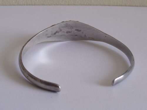 LOVELY STERLING SILVER AND TURQUOISE CUFF BANGLE WITH GOLD ACCENTS