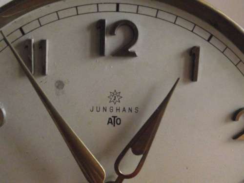 BRASS AND GLASS JUNGHANS ATO ELECTROMAGNETIC MANTLE CLOCK