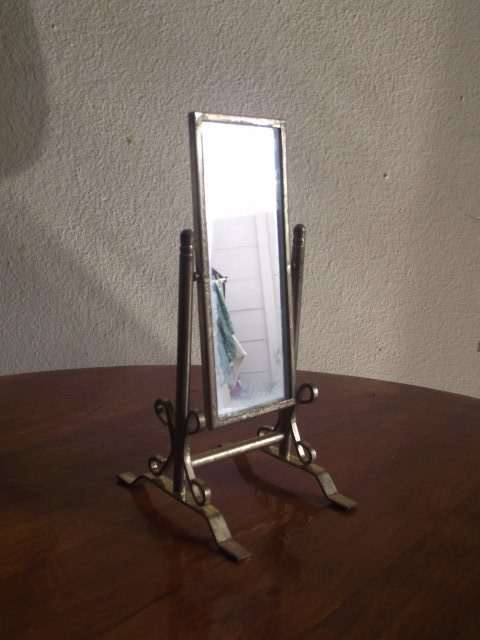 METAL FRAMED FLOOR STANDING DOLLHOUSE CHEVAL MIRROR