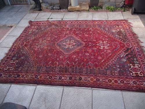 HAND WOVEN PERSIAN MAT--- HAS AGE RELATED WEAR