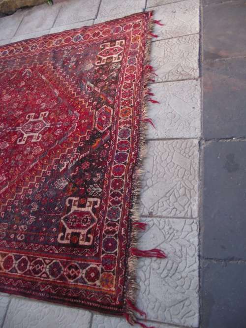HAND WOVEN PERSIAN MAT--- HAS AGE RELATED WEAR