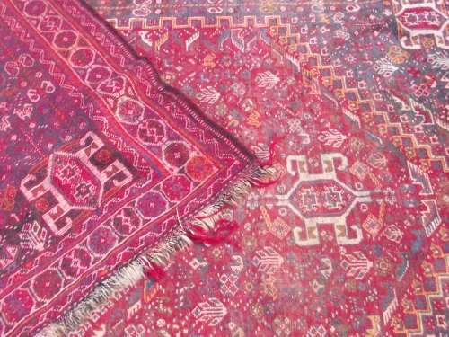 HAND WOVEN PERSIAN MAT--- HAS AGE RELATED WEAR