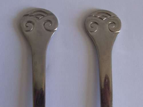2 X CARROL BOYES FORKS, 18/8 STAINLESS STEEL