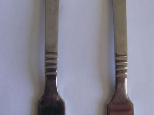 2 X CARROL BOYES FORKS, 18/8 STAINLESS STEEL