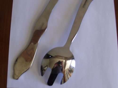 STUNNING CARROL BOYES 18/8 STAINLESS STEEL WOMAN MAN DESIGN SALAD SERVERS