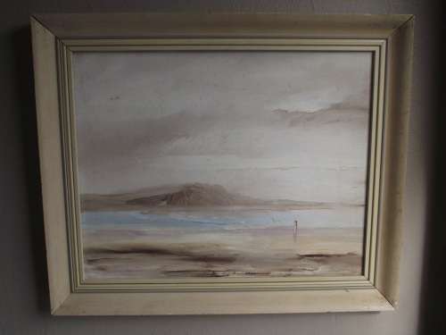 LONELY WOMAN OIL ON BOARD SIGNED